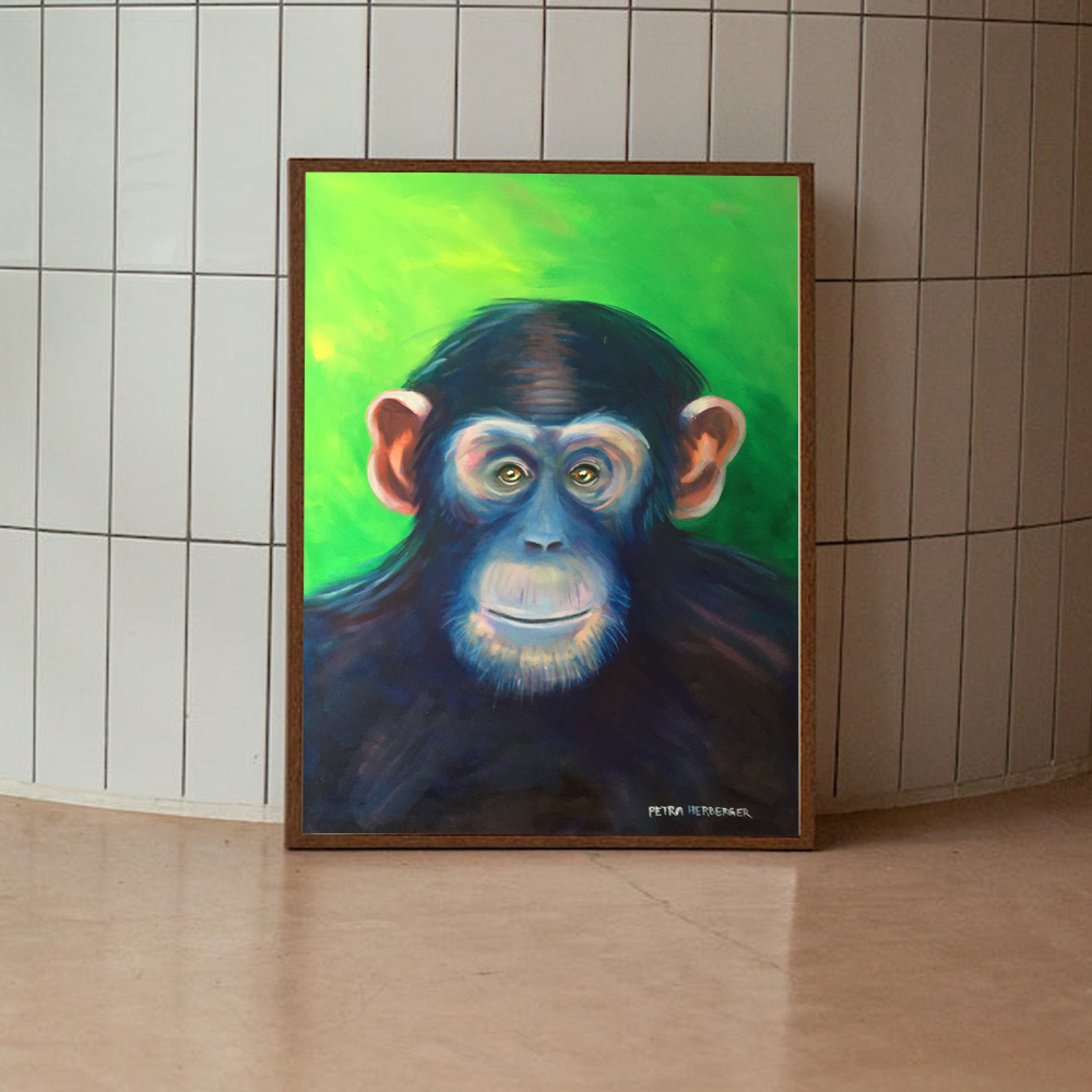 Ölgemälde eines Schimpansen