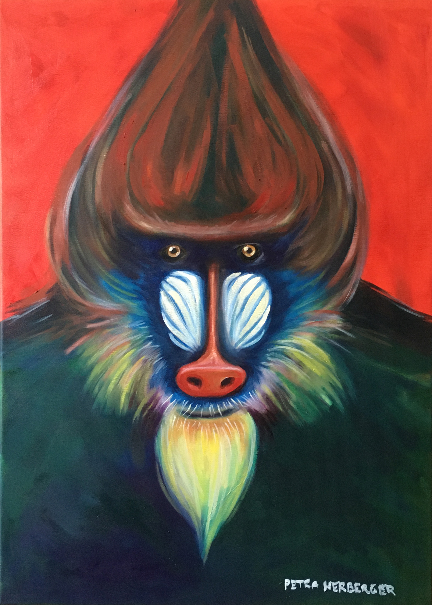 Ölgemälde eines Mandrill