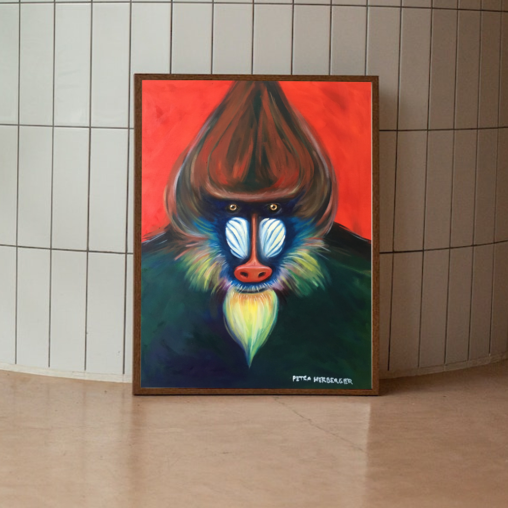 Ölgemälde eines Mandrill