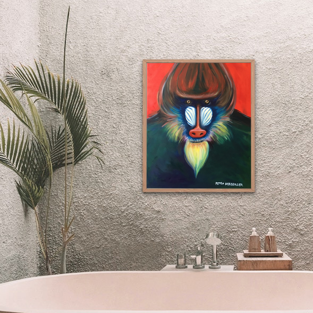 Ölgemälde eines Mandrill