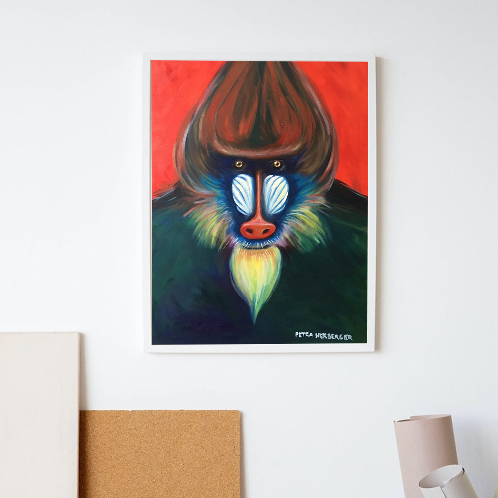 Ölgemälde eines Mandrill