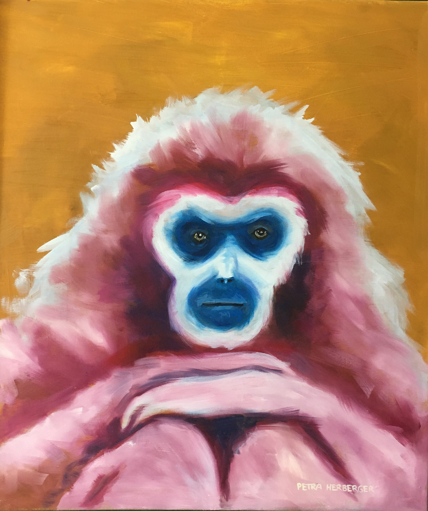 Ölgemälde eines Gibbon