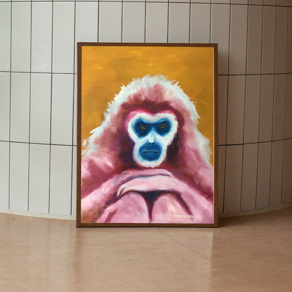 Ölgemälde eines Gibbon