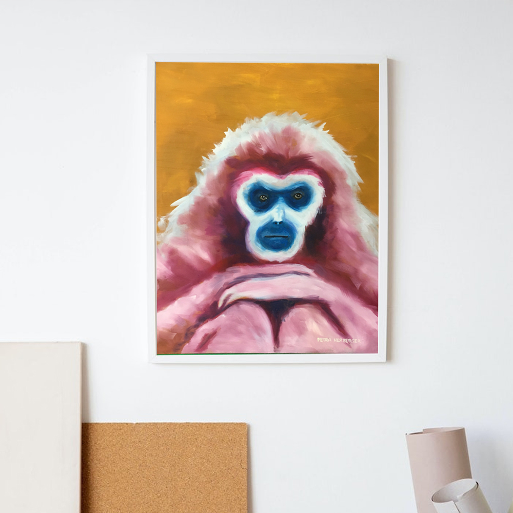 Ölgemälde eines Gibbon